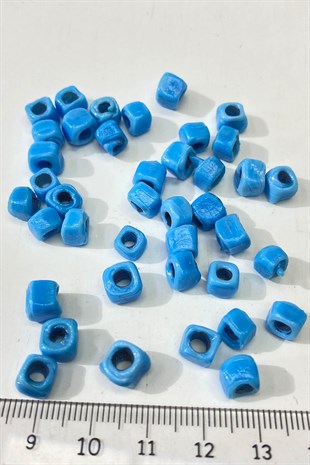 Square Glass Bead Necklace and Bracelet Tip 5 Pcs Blue