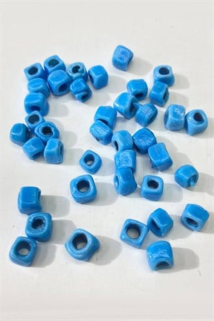 Square Glass Bead Necklace and Bracelet Tip 5 Pcs Blue
