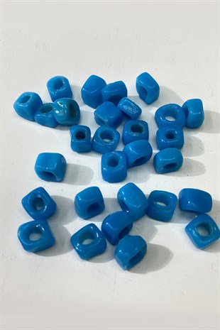 Square Glass Bead Necklace and Bracelet Tip 5 Pcs Glass Blue