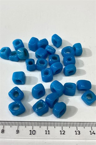 Square Glass Bead Necklace and Bracelet Tip 5 Pcs Glass Blue