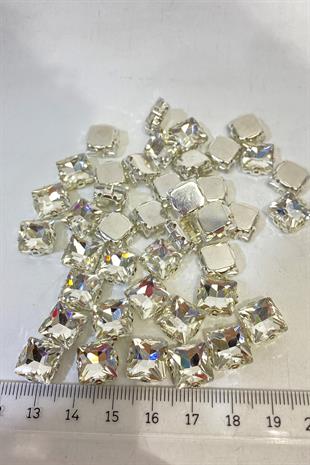 Kare Metal Kasalı Mekik Beyoğlu Taşı Dikme boncuk 5 Adet