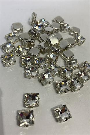 Kare Metal Kasalı Mekik Beyoğlu Taşı Dikme boncuk 5 Adet