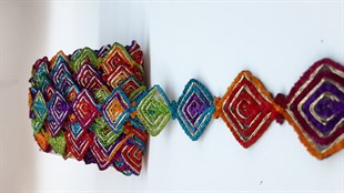 Kare Sarmal Desenli Antik Şerit Güpür