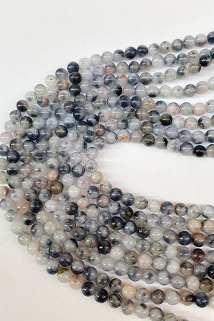 Karışık Ceyt Doğal Taş Boncuk 8 mm