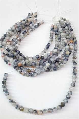 Karışık Ceyt Doğal Taş Boncuk 8 mm