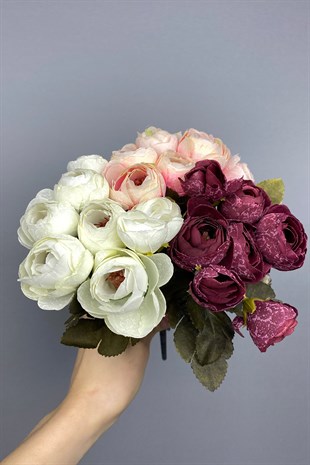 Karışık Şakayık Yapay Gül Çiçek Demeti 3 Adet