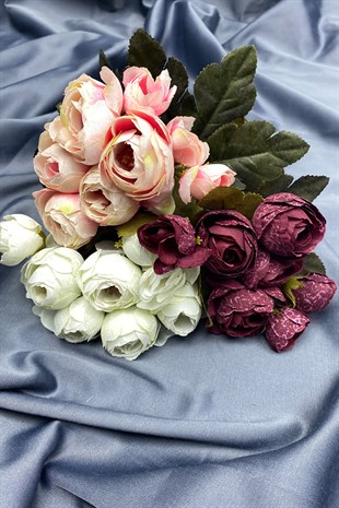 Karışık Şakayık Yapay Gül Çiçek Demeti 3 Adet