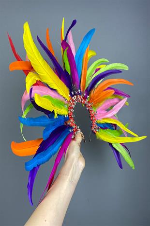 Karnaval Tüylü Taşlı Gelin Kına Tacı Kostüm Tacı