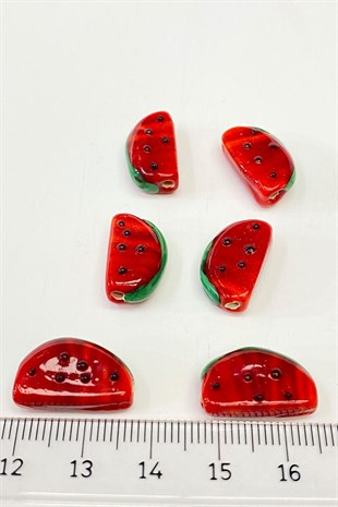 Watermelon Patterned Glass Pendant Red 1 Pcs