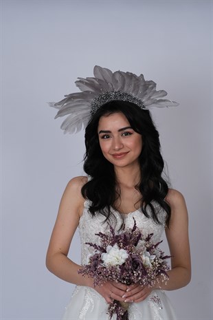 Special Design Bridal Henna Crown with Eagle Feathered Stone