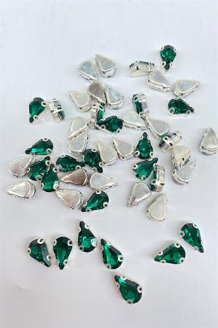 Kasalı Dikme Parlak Cam Damla Boncuk 10 Adet