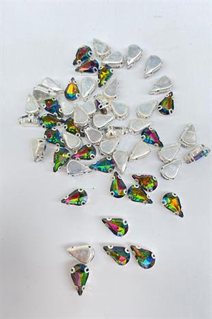 Kasalı Dikme Parlak Cam Damla Boncuk 10 Adet