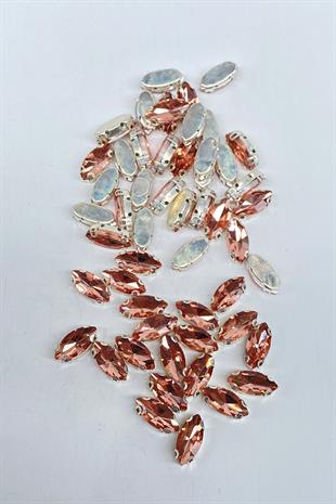 Kasalı Dikme Parlak Cam Mekik Boncuk 10 Adet