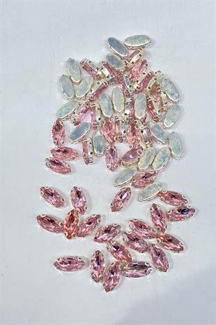 Kasalı Dikme Parlak Cam Mekik Boncuk 10 Adet