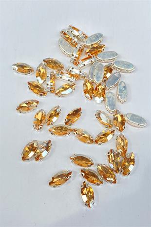 Kasalı Dikme Parlak Cam Mekik Boncuk 10 Adet