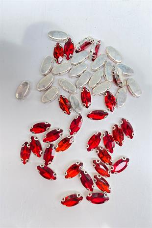 Kasalı Dikme Parlak Cam Mekik Boncuk 10 Adet