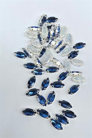 Kasalı Dikme Parlak Cam Mekik Boncuk 10 Adet