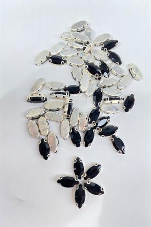 Kasalı Dikme Parlak Cam Mekik Boncuk 10 Adet