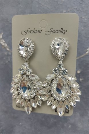 Kastra Model Gelin Tacı Ve Damla Mekik MekikTaşlı Küpe