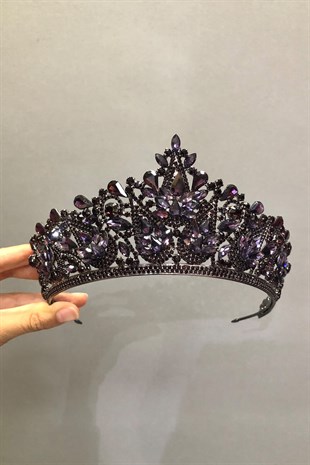 Keid Model Purple Bridal Henna Tiara and Earring