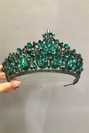Keid Model Green Bridal Henna Tiara and Earring