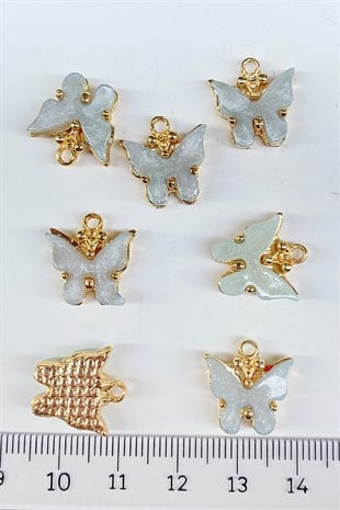 Butterfly Motif Necklace and Earring Tip Light Gray 1 Pcs