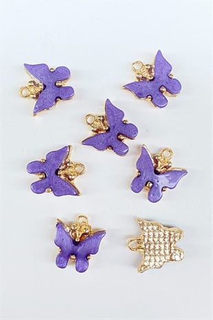 Butterfly Motif Necklace and Earring Tip Purple 1 Pcs