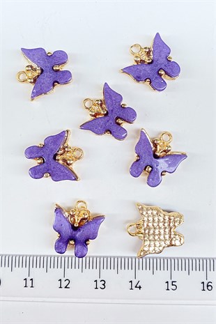 Butterfly Motif Necklace and Earring Tip Purple 1 Pcs