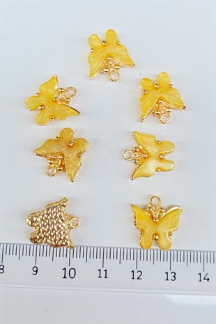Butterfly Motif Necklace and Earring Tip Yellow 1 Pcs