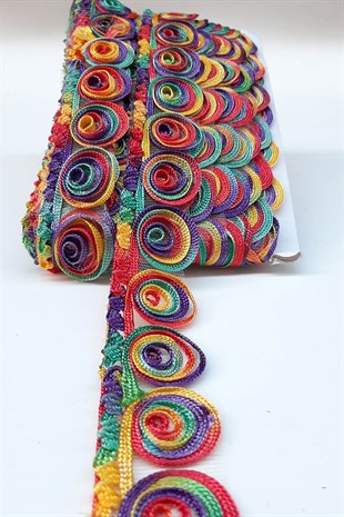 Kenar Sarmal Desenli Antik Şerit Güpür