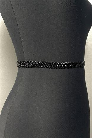 فستان أنيق حزام الخصر إكسسوار مع خرز قص مطرز