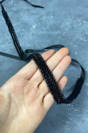 فستان أنيق حزام الخصر إكسسوار مع خرز قص مطرز