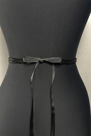 فستان أنيق حزام الخصر إكسسوار مع خرز قص مطرز