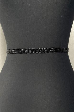 فستان أنيق حزام الخصر إكسسوار مع خرز قص مطرز