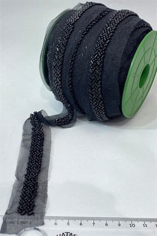 Kesme Kum Boncuk İşlemeli Şerit 1 mt