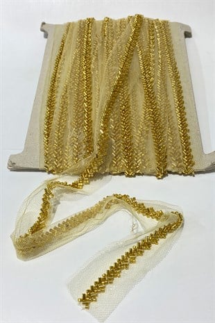 Cut and Sand Bead Embroidered Strip Border 1 mt