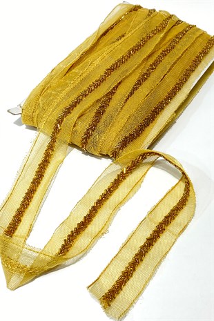 Cut and Sand Bead Embroidered Strip Border 1 mt