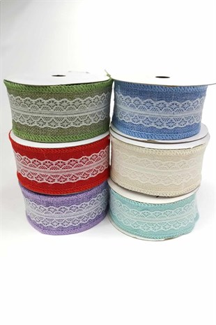 Su Yeşili Keten Dantelli Kurdele 4 Cm