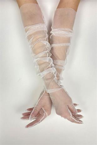 الجملة أوف وايت 10 قطع قفازات الزفاف تول قفازات الزفاف / الزفاف / قفازات الحزب