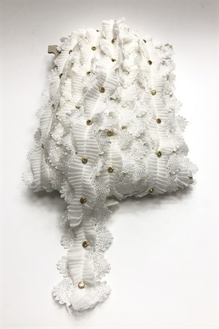 Kırık Beyaz 3 Boyutlu Şerit Çiçek