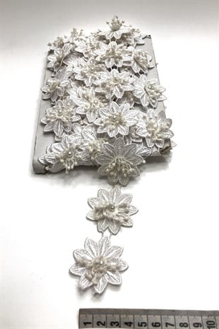 Kırık Beyaz 3 Boyutlu Papatya Desenli Şerit