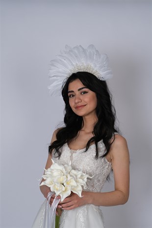 Off-White Eagle Feathered Stone Special Design Bridal Henna Crown