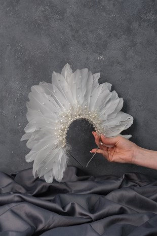 Off-White Eagle Feathered Stone Special Design Bridal Henna Crown