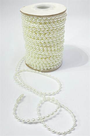 Kırık Beyaz Plastik Şerit Yarım İnci 4 mm 10 mt