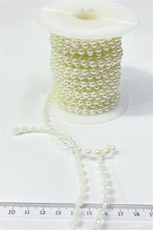 Kırık Beyaz Plastik Şerit Yarım İnci 6 mm 10 mt