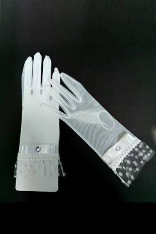 الجملة أوف وايت رقصة البولكا نقطة التفاصيل قفازات الزفاف