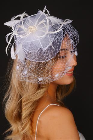 Off-White Voilet Wedding Hat Ade Bridal Accessory