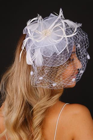 Off-White Voilet Wedding Hat Ade Bridal Accessory