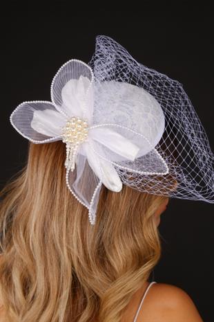Off-White Voilet Wedding Hat Dilda Bridal Accessory