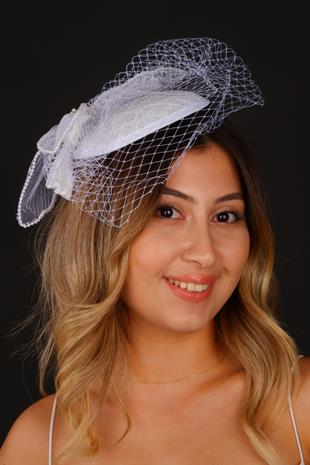 Off-White Voilet Wedding Hat Dilda Bridal Accessory
